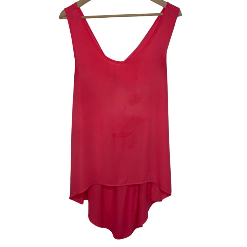 LIBERTY LOVE | Women's Hot Pink Tie Back Hi-Low Sleeveless Tank | Size L
